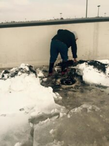 flat roof drains ice dam